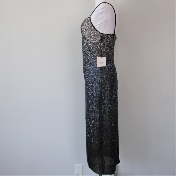 NWT Metallic Ombre Sequin Cocktail Dress Midi Gown - Picture 6 of 8